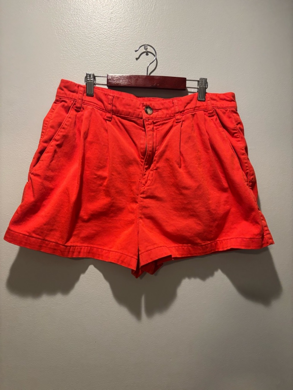 Free People Billie Chino Shorts Size 12 Orange High Rise Pleated Summer